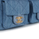 Chanel Large Cargo Hobo Bag Light Blue Washed Denim Brushed Gold Hardware