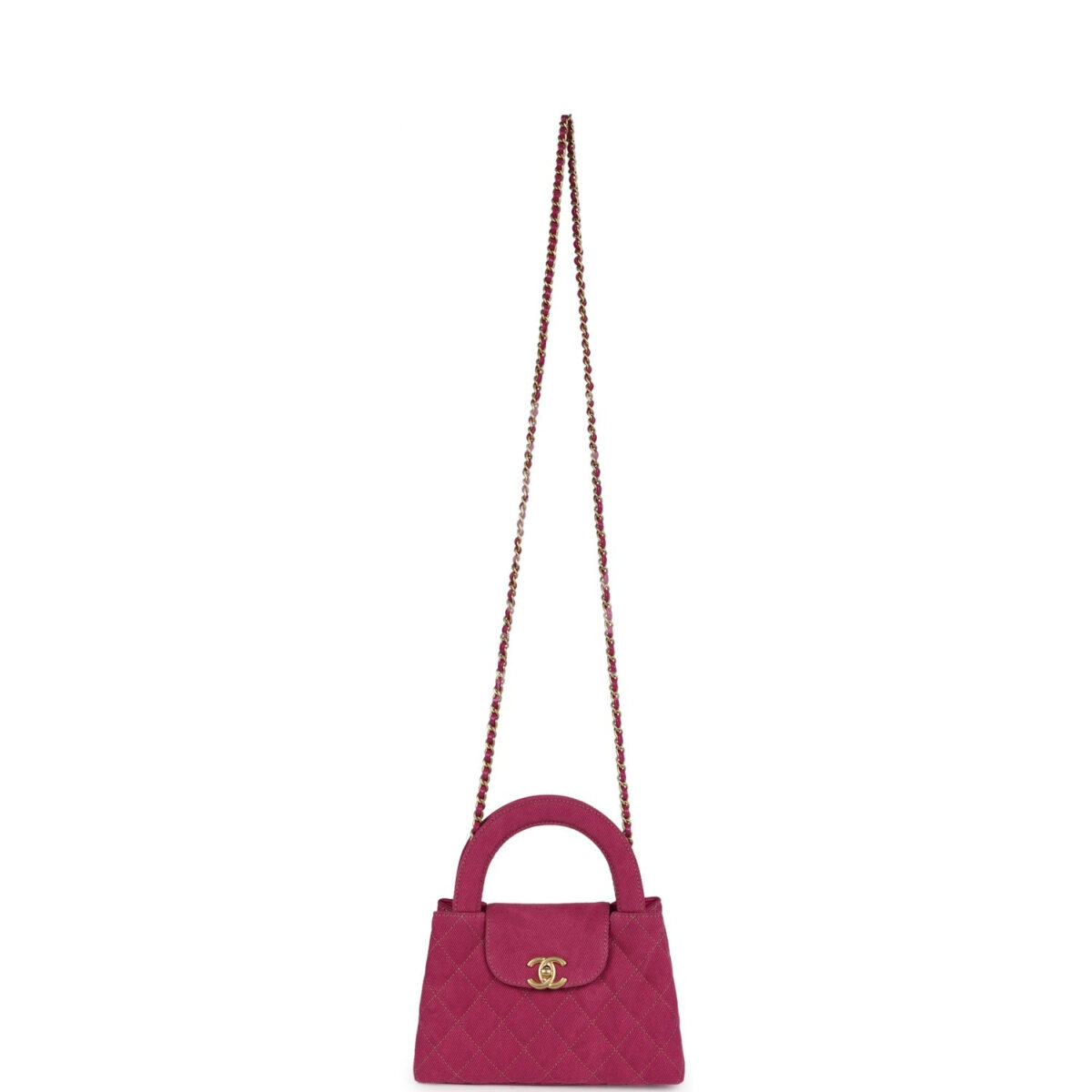 Chanel Small Kelly Shopper Pink Washed Denim Brushed Gold Hardware — изображение 7
