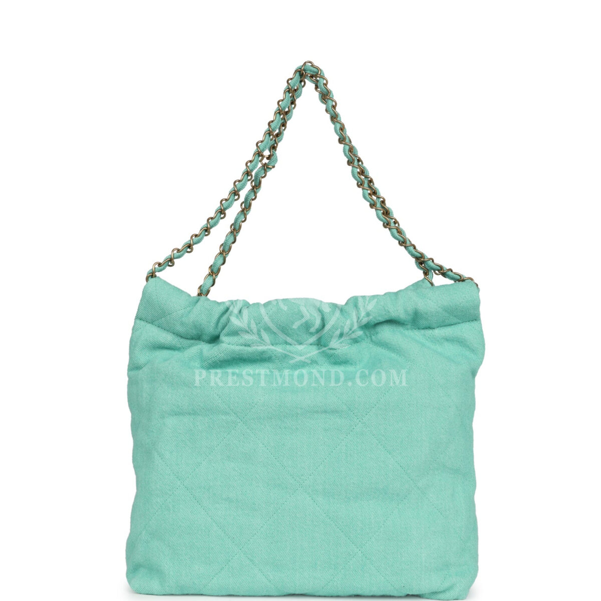 Chanel Small 22 Bag Light Green Washed Denim Gold Hardware — изображение 4