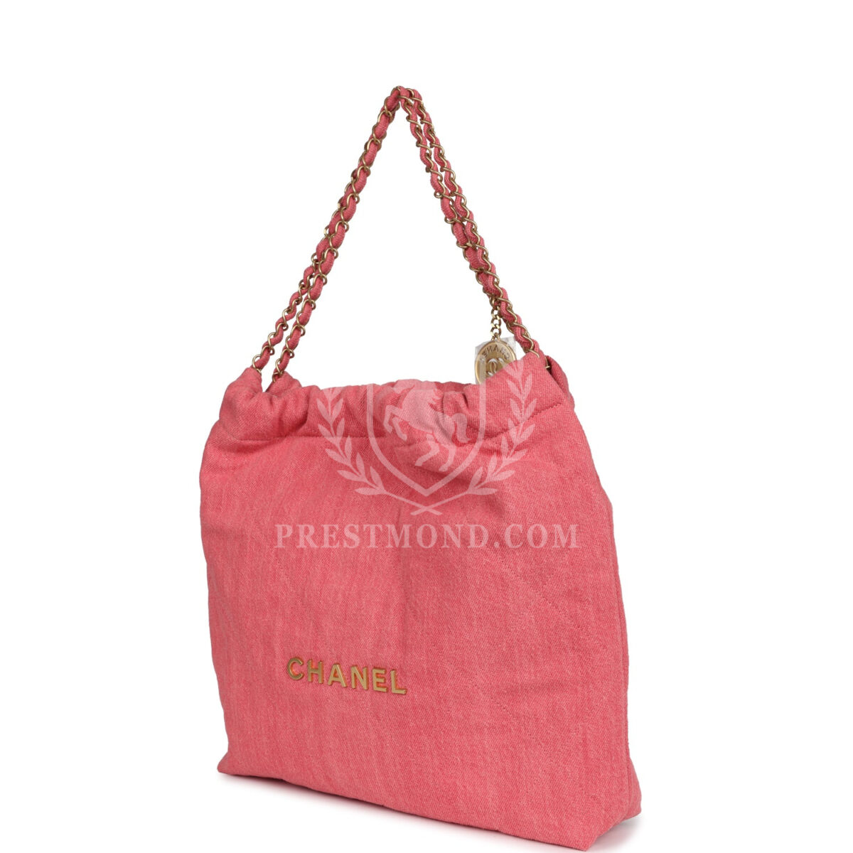 Chanel Small 22 Bag Light Red Washed Denim Gold Hardware — изображение 5