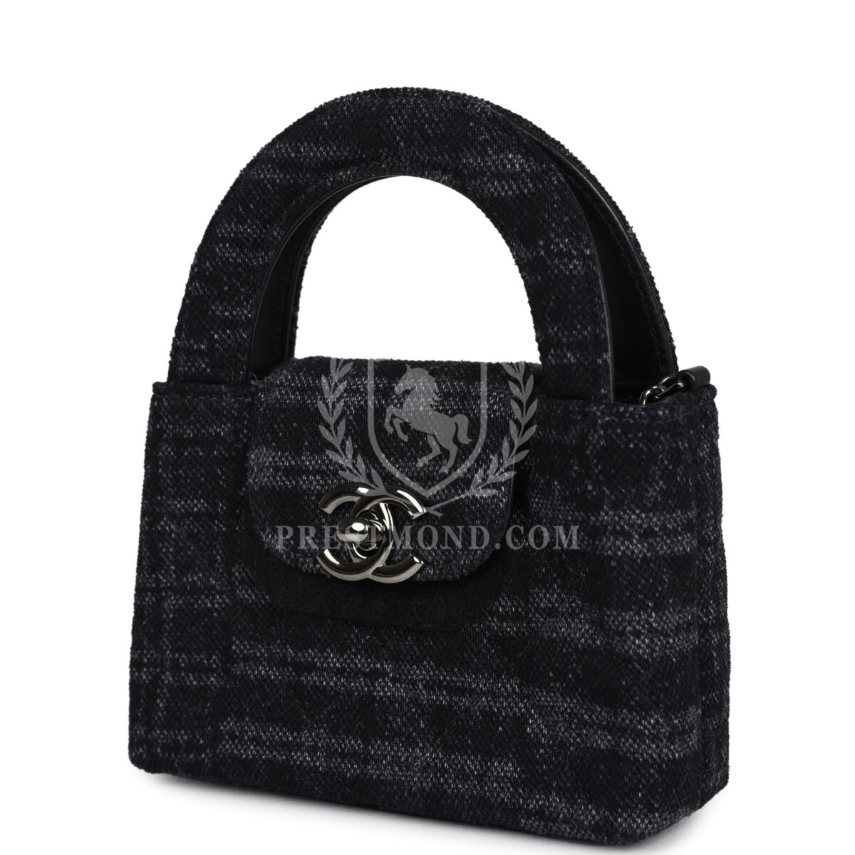 Chanel Nano Kelly Shopper Black and Grey Printed Denim Ruthenium Hardware — изображение 5