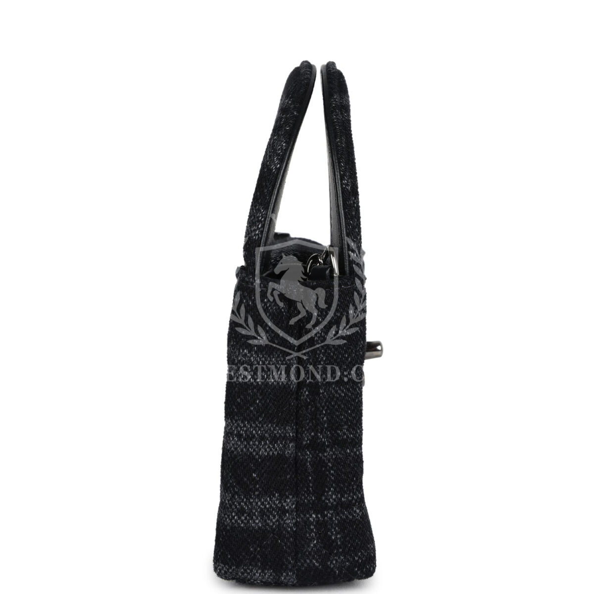 Chanel Nano Kelly Shopper Black and Grey Printed Denim Ruthenium Hardware — изображение 3