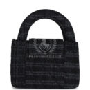 Chanel Nano Kelly Shopper Black and Grey Printed Denim Ruthenium Hardware