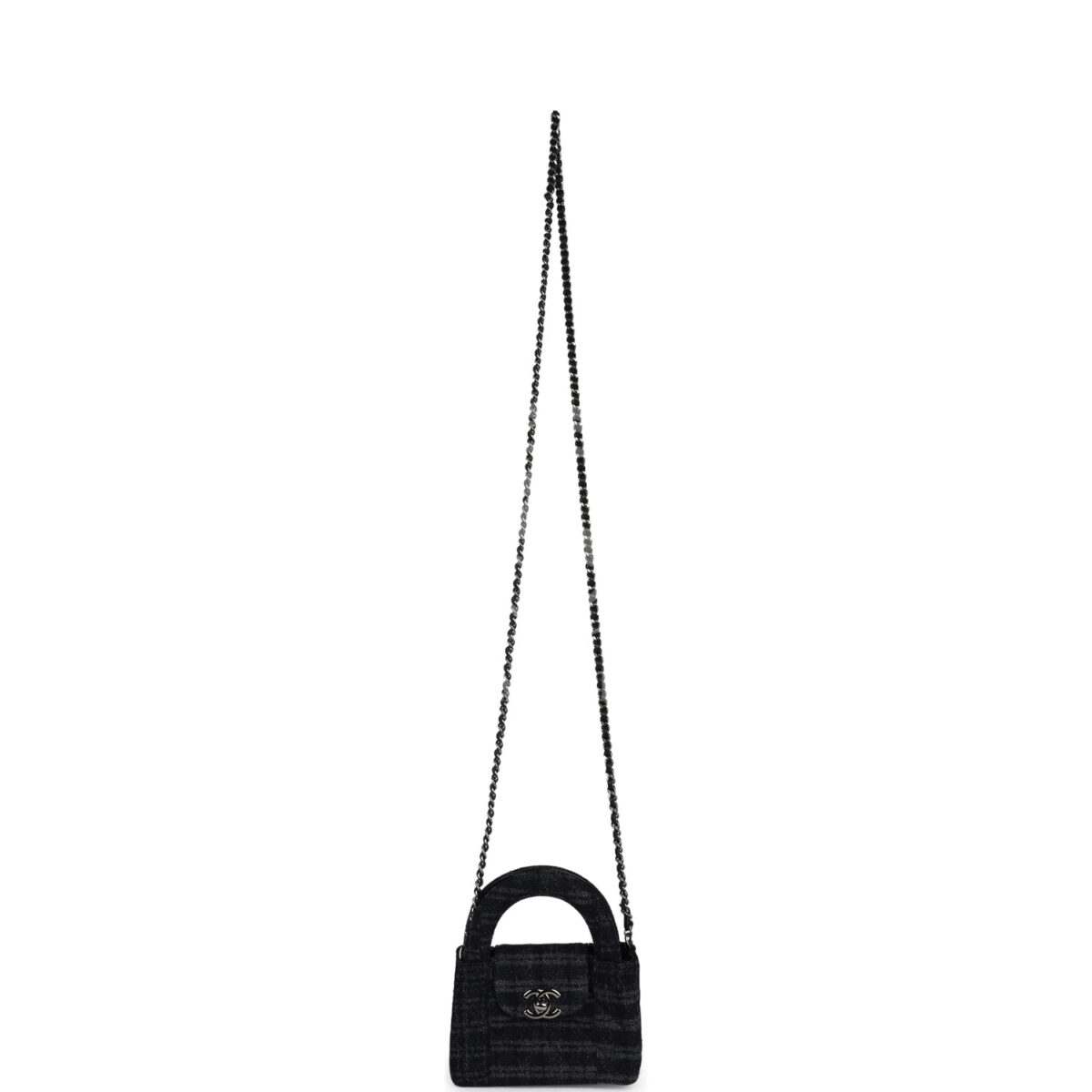 Chanel Nano Kelly Shopper Black and Grey Printed Denim Ruthenium Hardware — изображение 7
