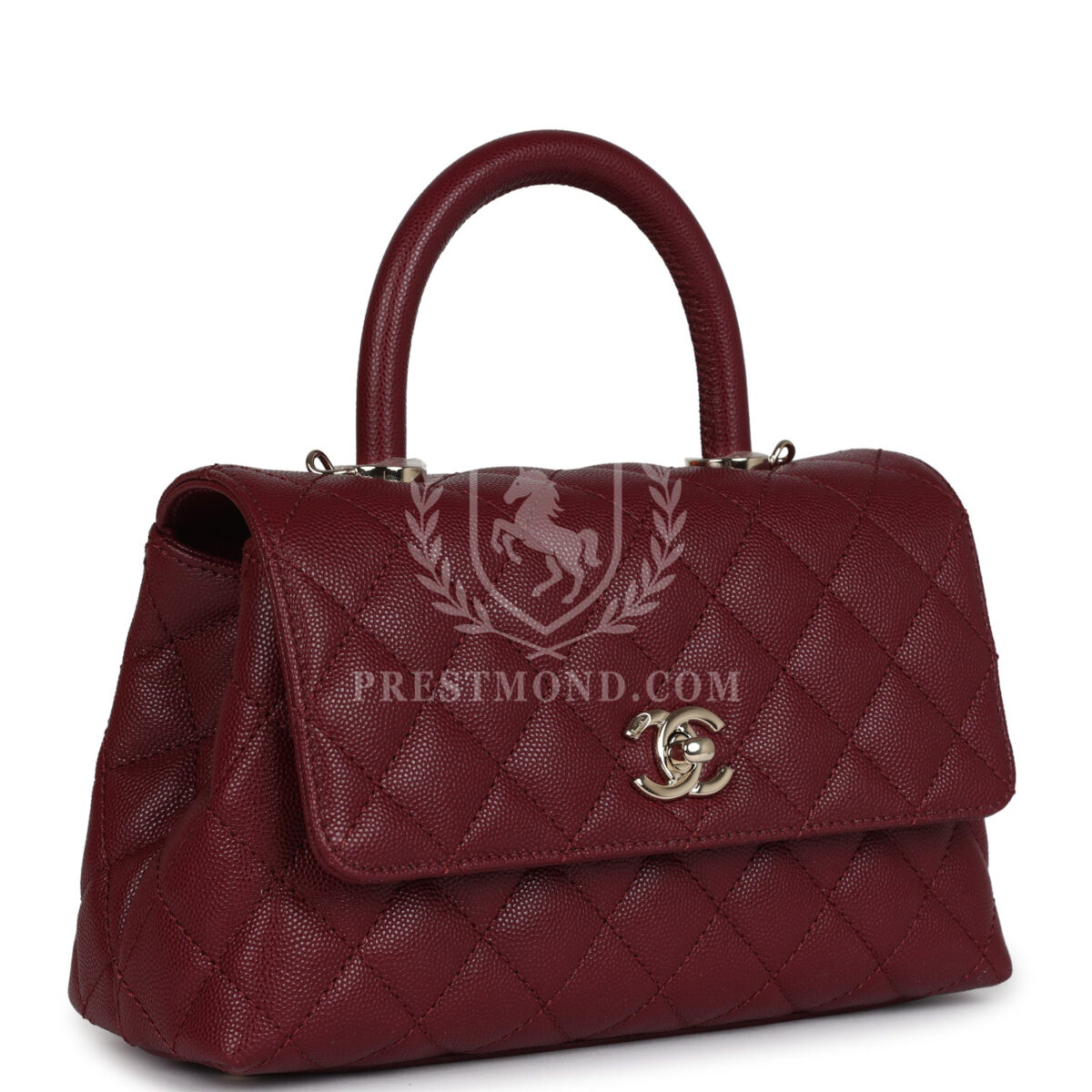 Chanel Small Coco Top Handle Flap Bag Burgundy Caviar Light Gold Hardware — изображение 2