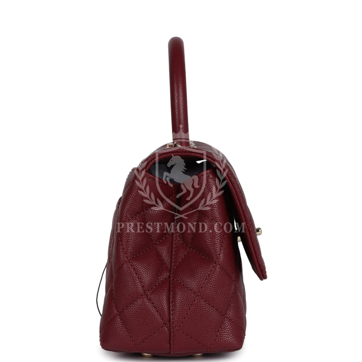 Chanel Small Coco Top Handle Flap Bag Burgundy Caviar Light Gold Hardware — изображение 3