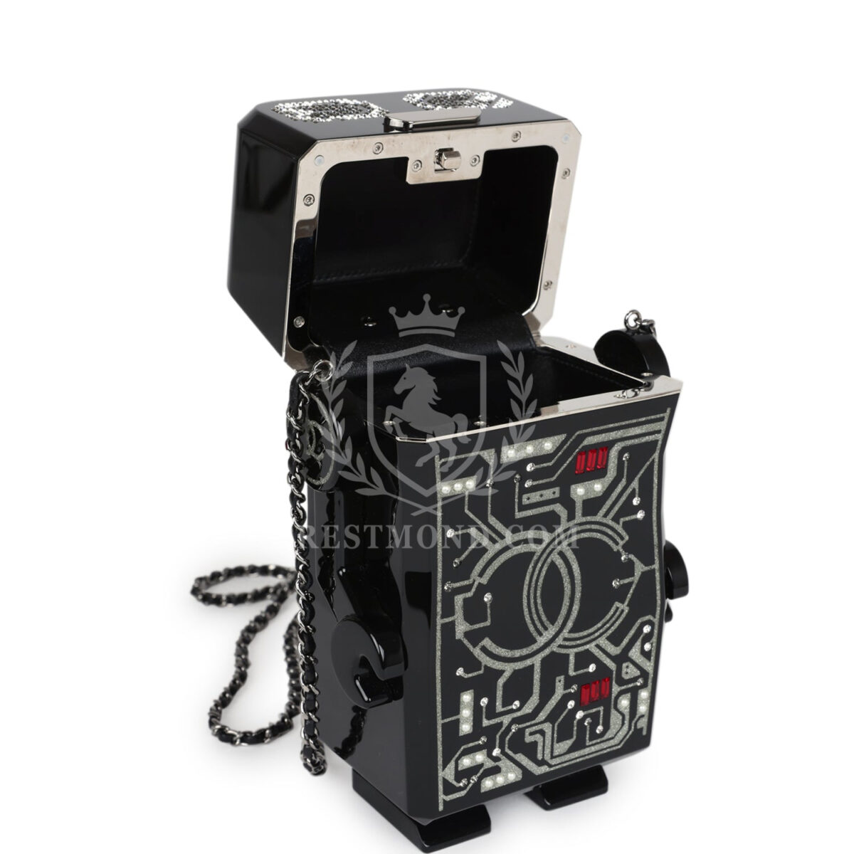 Chanel Limited Edition Robot Minaudière Bag Black Plexiglass and Crystals Ruthenium Hardware — изображение 8