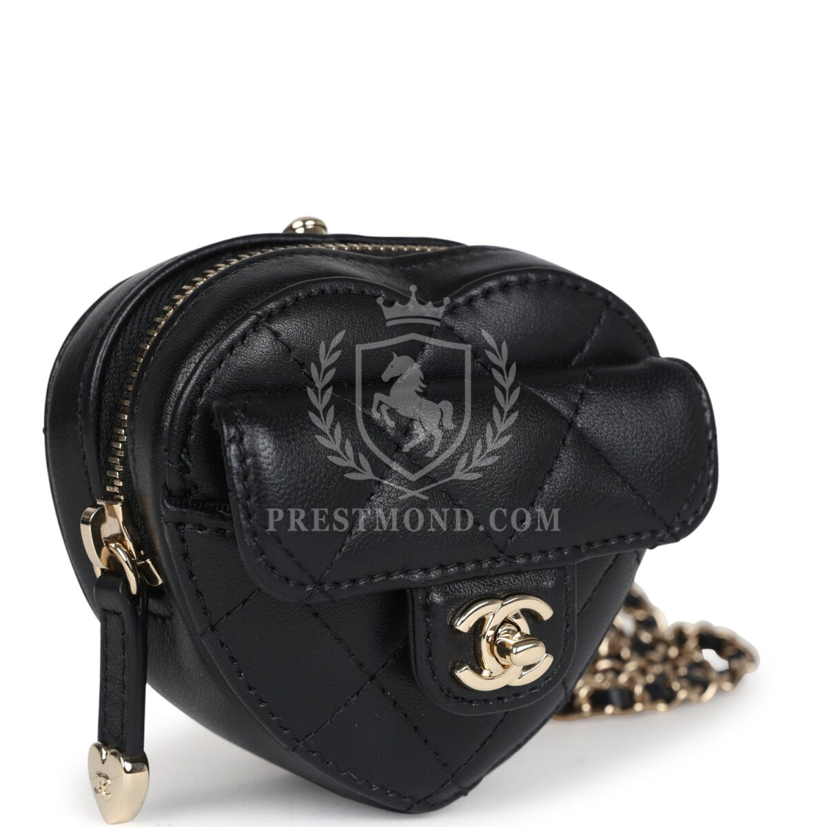 Chanel CC In Love Heart Necklace Bag Black Lambskin Light Gold Hardware — изображение 2