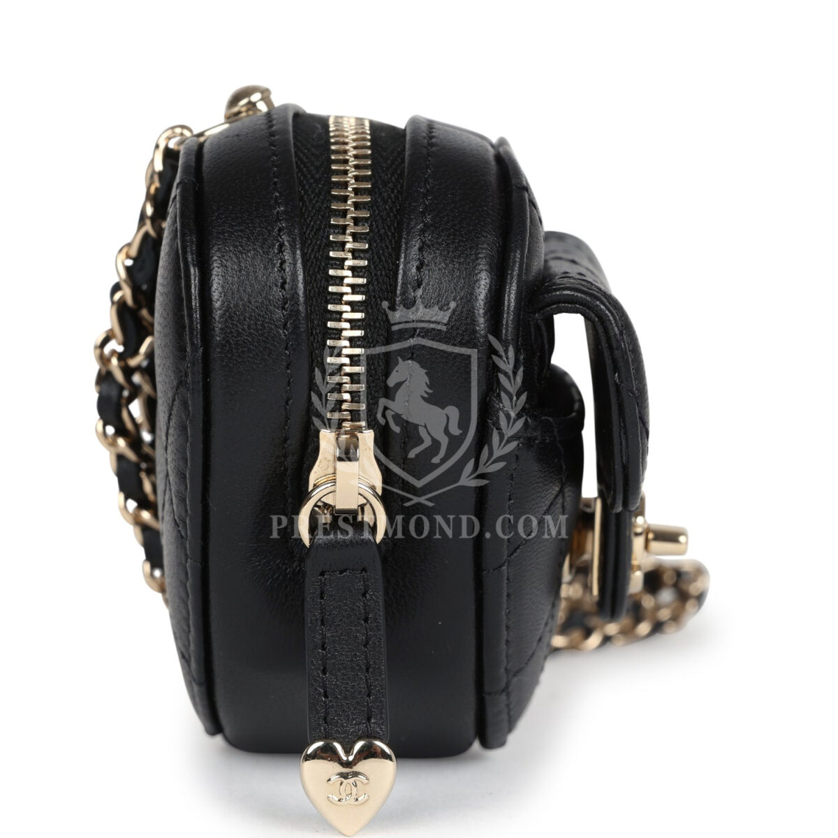 Chanel CC In Love Heart Necklace Bag Black Lambskin Light Gold Hardware — изображение 3