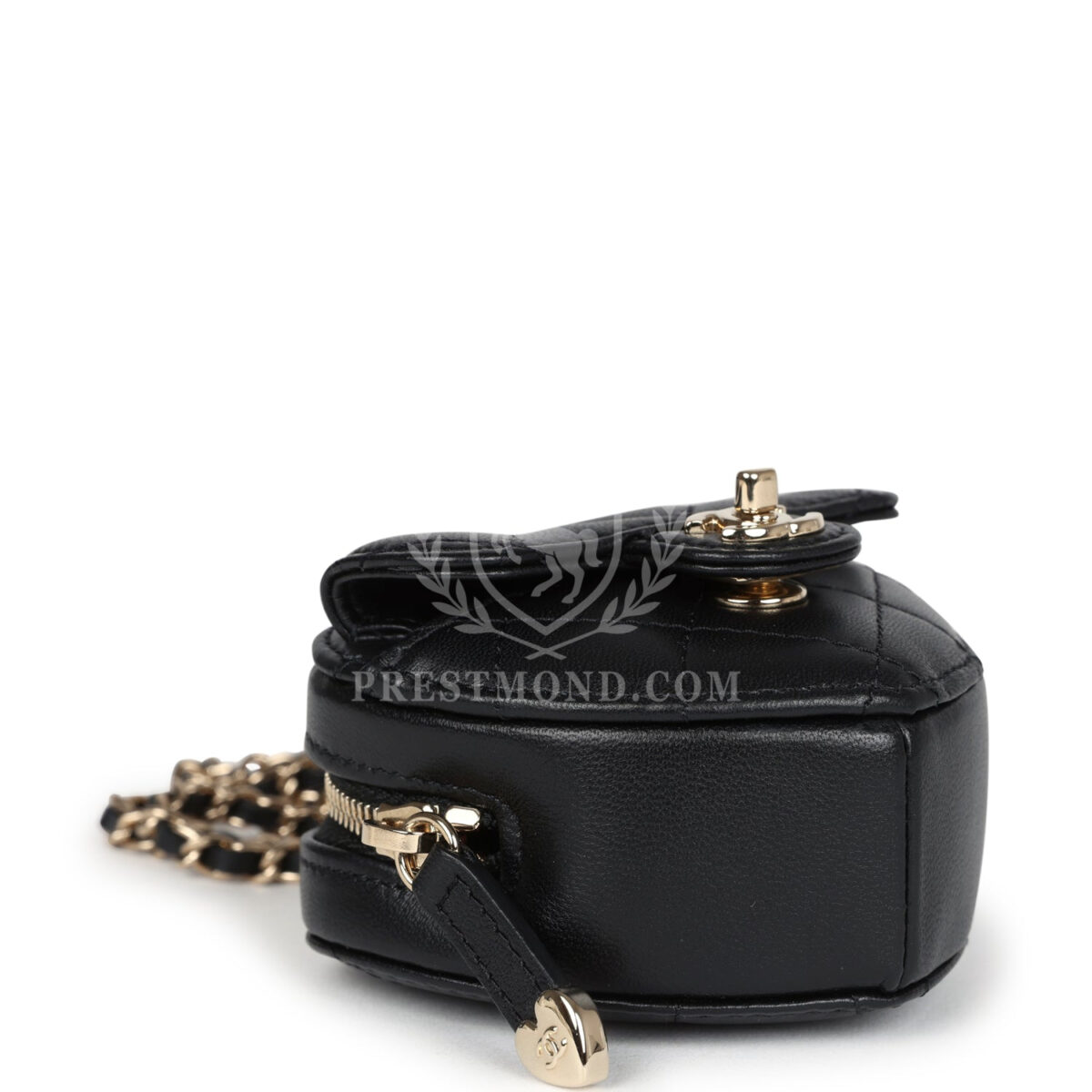 Chanel CC In Love Heart Necklace Bag Black Lambskin Light Gold Hardware — изображение 6
