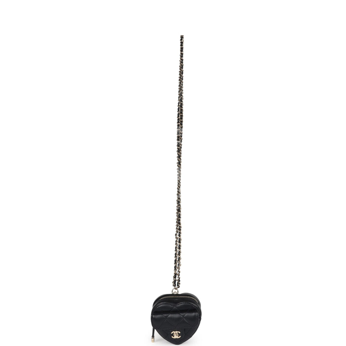 Chanel CC In Love Heart Necklace Bag Black Lambskin Light Gold Hardware — изображение 7