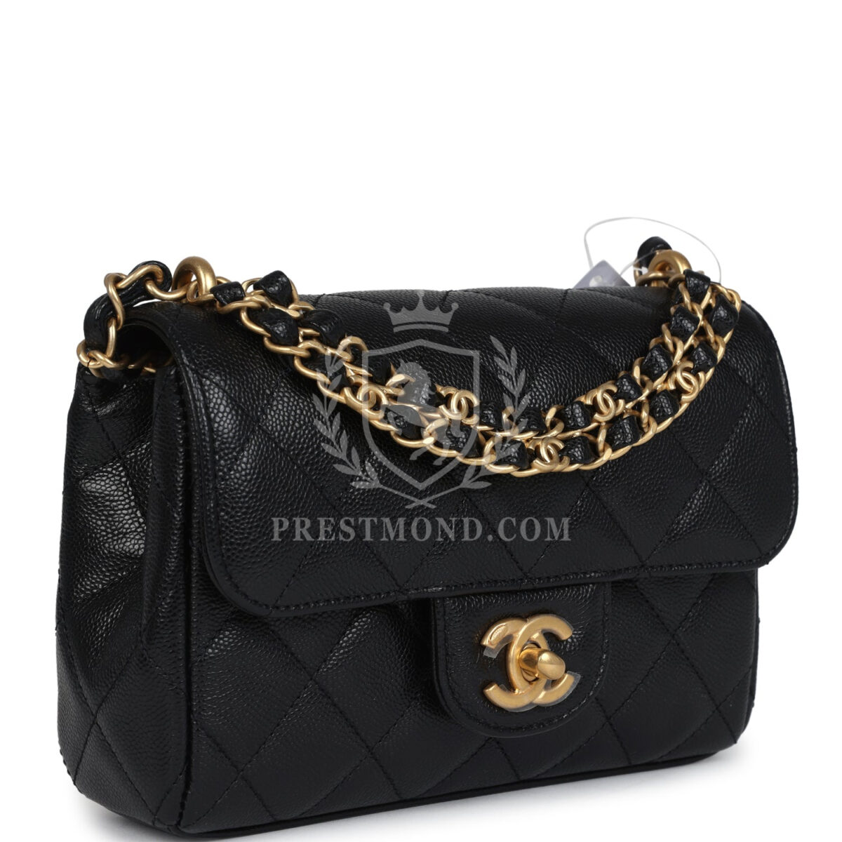 Chanel Mini Top Handle Flap Bag Black Grained Calfskin Brushed Gold Hardware — изображение 2