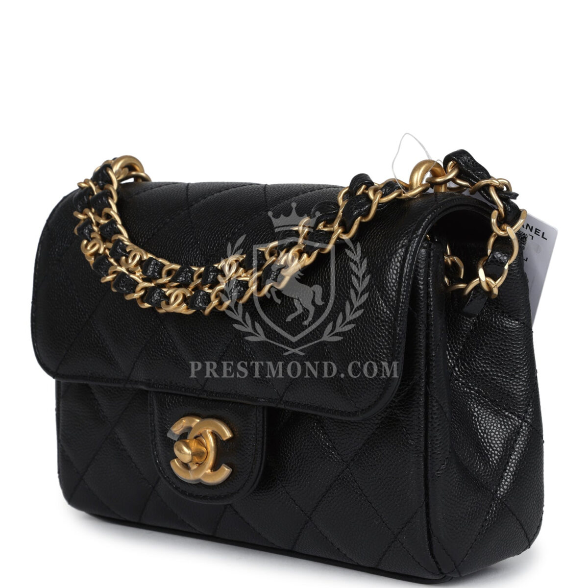 Chanel Mini Top Handle Flap Bag Black Grained Calfskin Brushed Gold Hardware — изображение 3