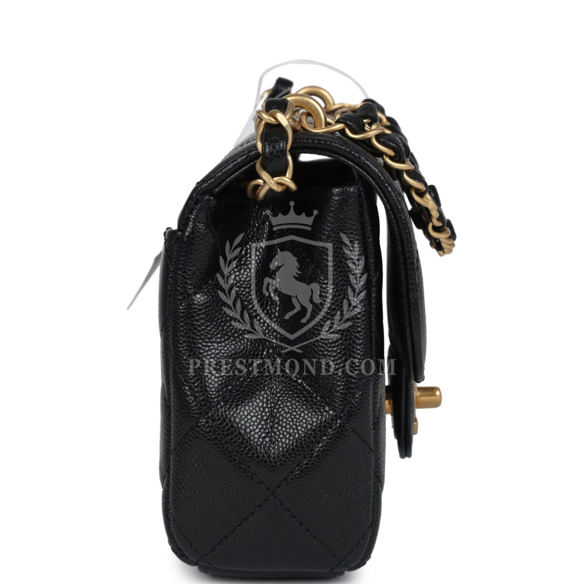 Chanel Mini Top Handle Flap Bag Black Grained Calfskin Brushed Gold Hardware — изображение 4