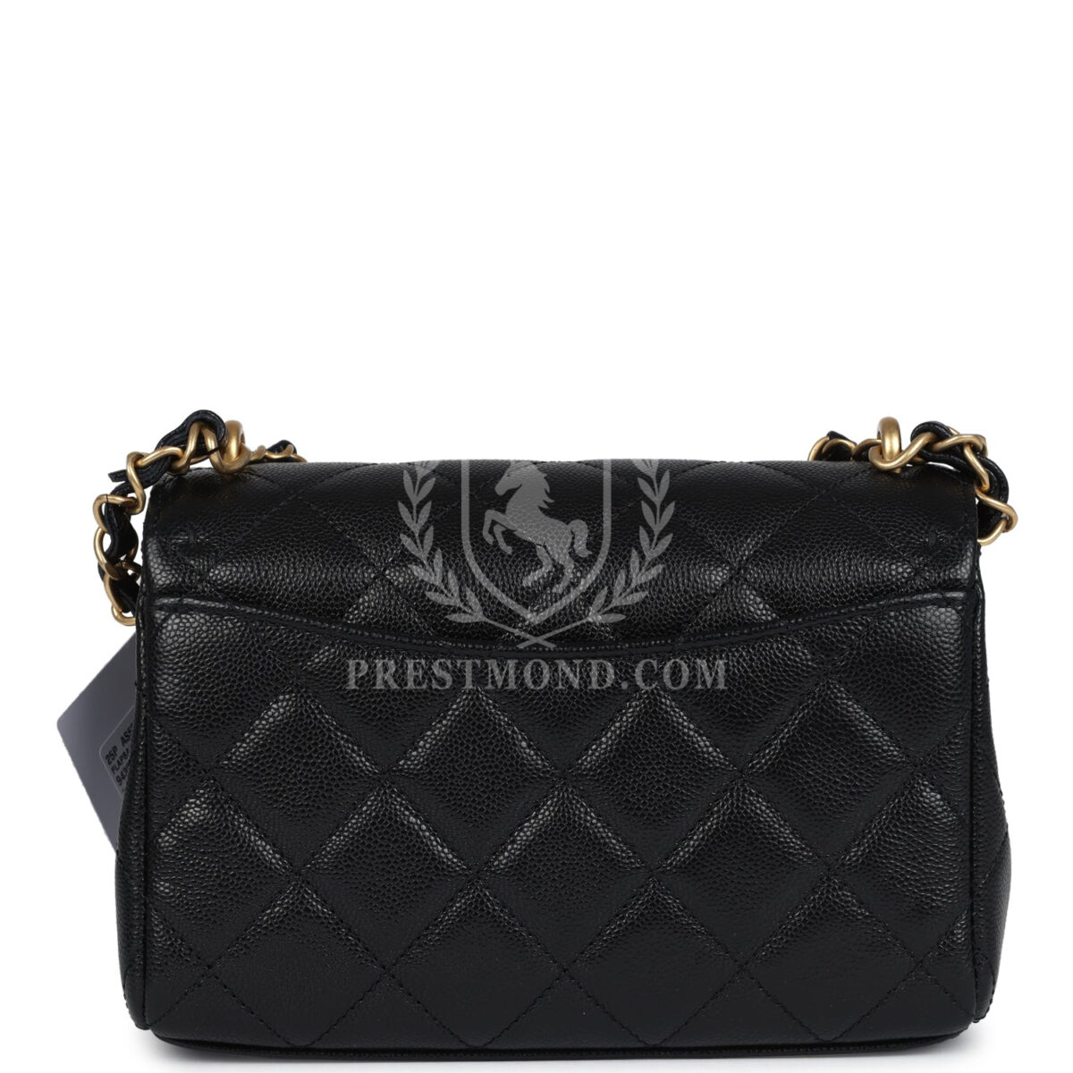 Chanel Mini Top Handle Flap Bag Black Grained Calfskin Brushed Gold Hardware — изображение 5