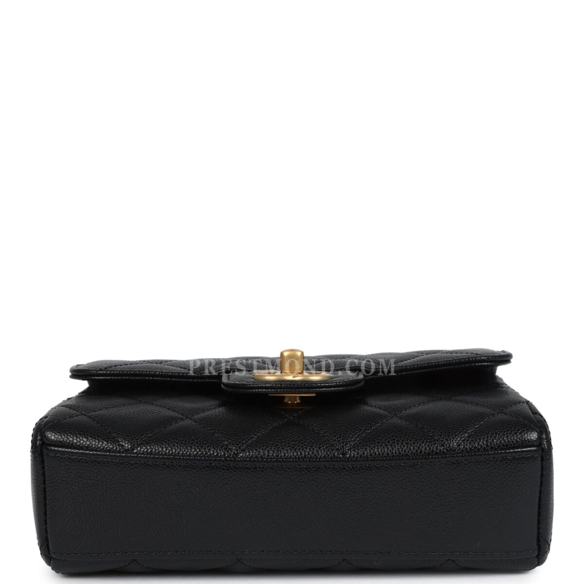 Chanel Mini Top Handle Flap Bag Black Grained Calfskin Brushed Gold Hardware — изображение 7