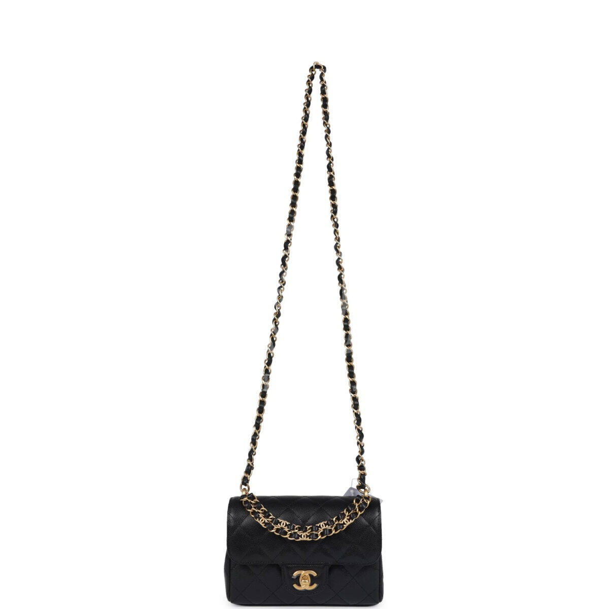 Chanel Mini Top Handle Flap Bag Black Grained Calfskin Brushed Gold Hardware — изображение 8