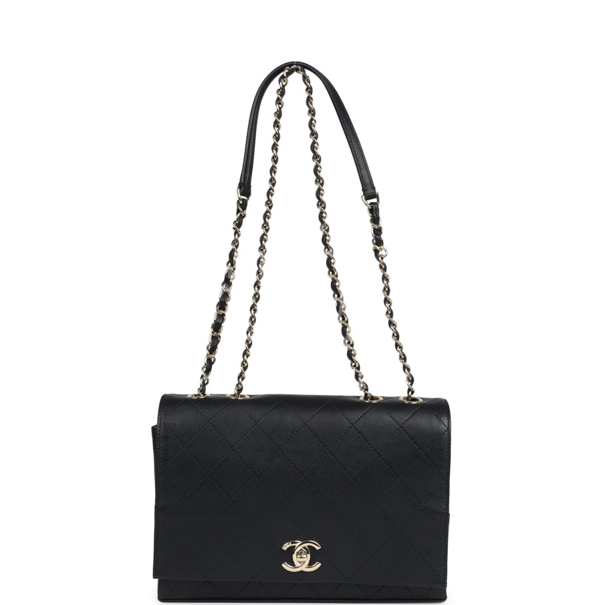 Chanel Flap Bag Black Calfskin Light Gold Hardware — изображение 5