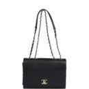 Chanel Flap Bag Black Calfskin Light Gold Hardware