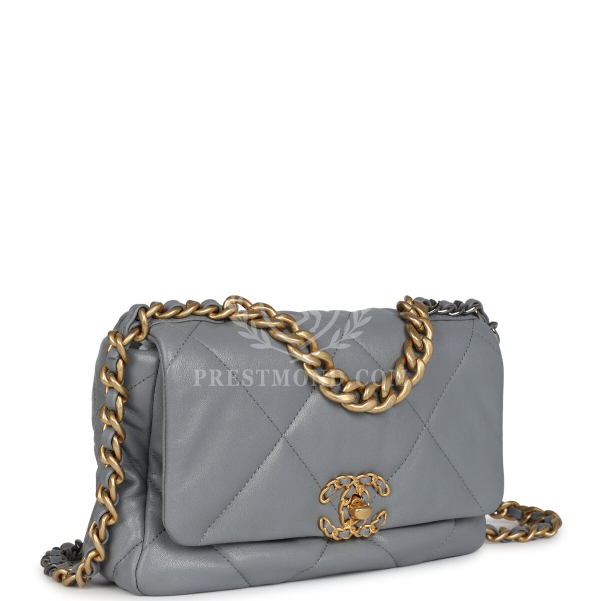 Chanel Medium 19 Flap Bag Grey Lambskin Mixed Metal Hardware — изображение 2