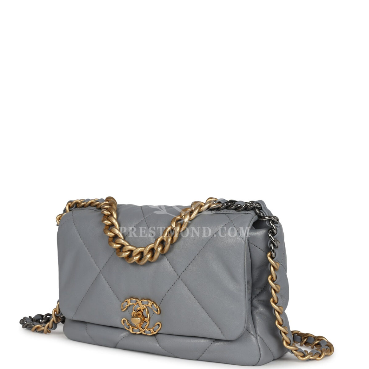 Chanel Medium 19 Flap Bag Grey Lambskin Mixed Metal Hardware — изображение 5