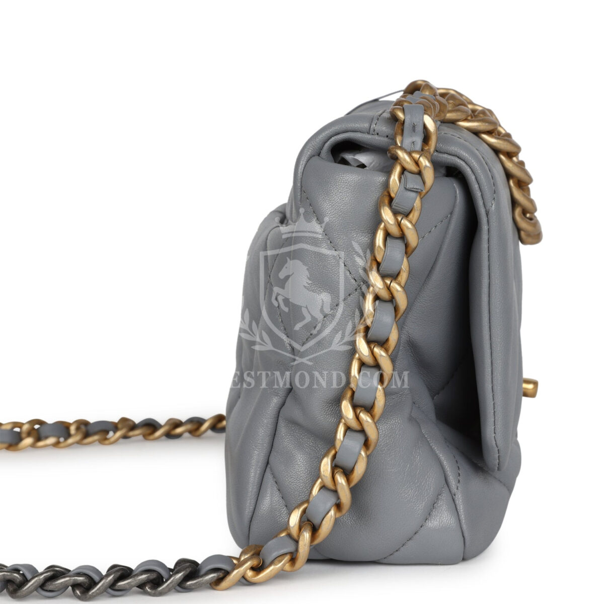 Chanel Medium 19 Flap Bag Grey Lambskin Mixed Metal Hardware — изображение 3