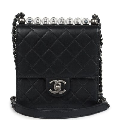 Chanel Chic Pearls Flap Bag Black Calfskin Aged Ruthenium Hardware