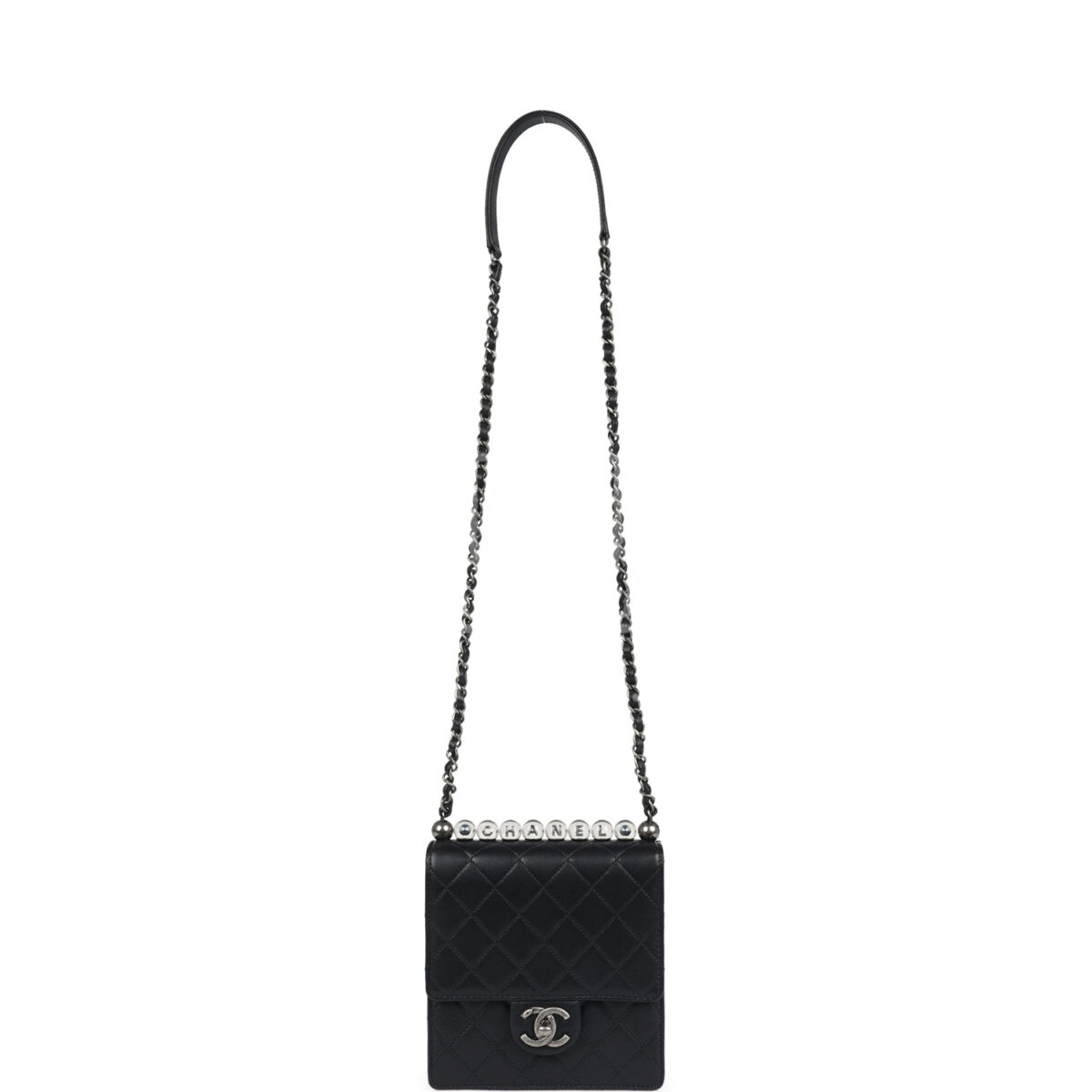 Chanel Chic Pearls Flap Bag Black Calfskin Aged Ruthenium Hardware — изображение 7
