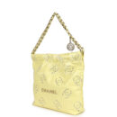 Chanel Small 22 Bag Yellow Shiny Calfskin Brushed Gold Hardware