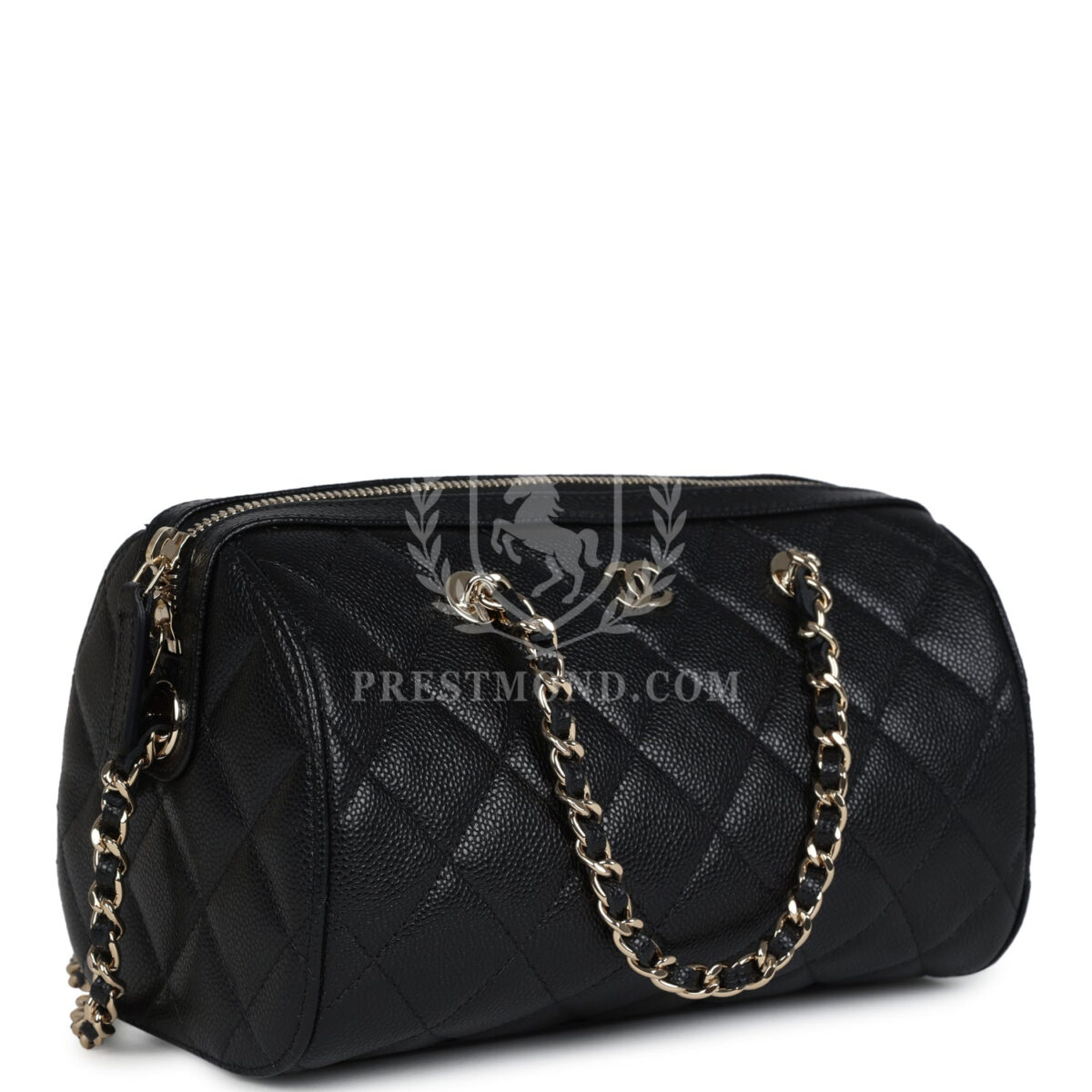 Chanel Mini Timeless Classic Barrel Bag with Chain Black Shiny Caviar Light Gold Hardware — изображение 2