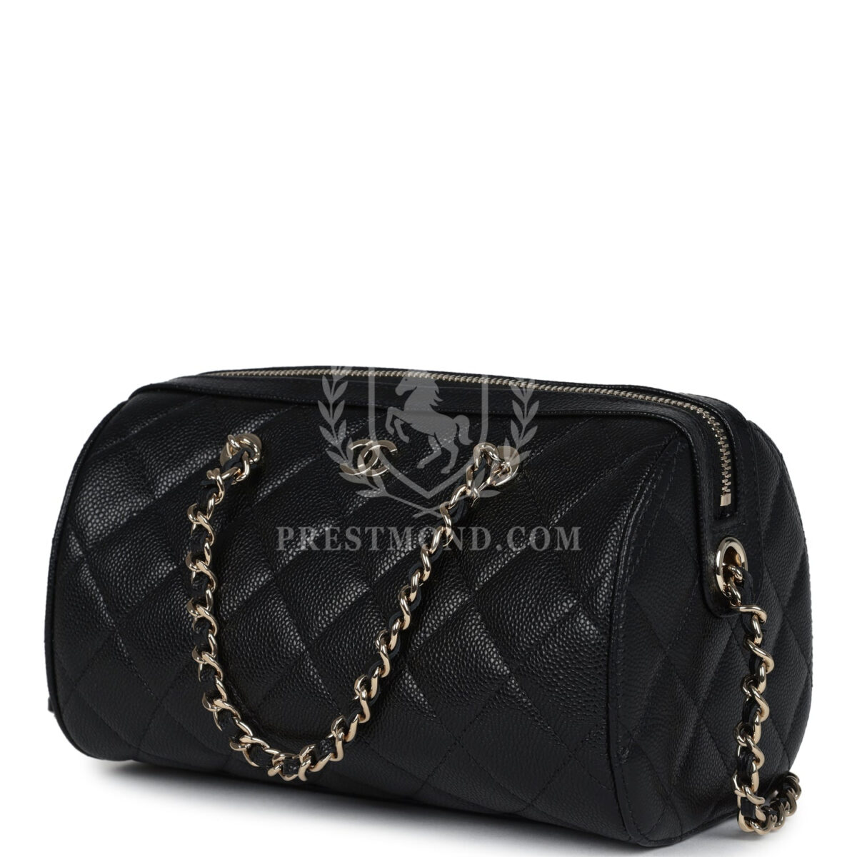 Chanel Mini Timeless Classic Barrel Bag with Chain Black Shiny Caviar Light Gold Hardware — изображение 5