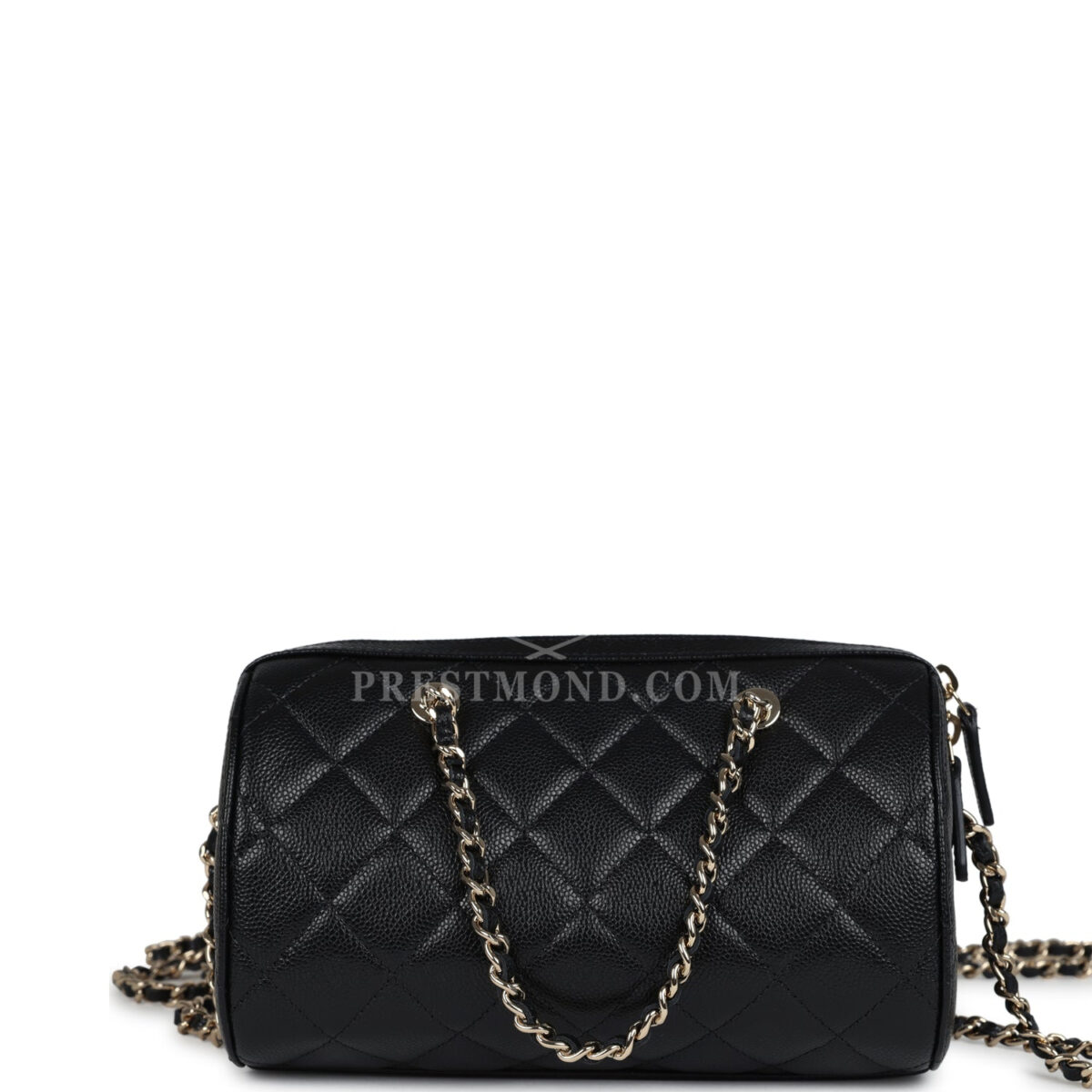 Chanel Mini Timeless Classic Barrel Bag with Chain Black Shiny Caviar Light Gold Hardware — изображение 4