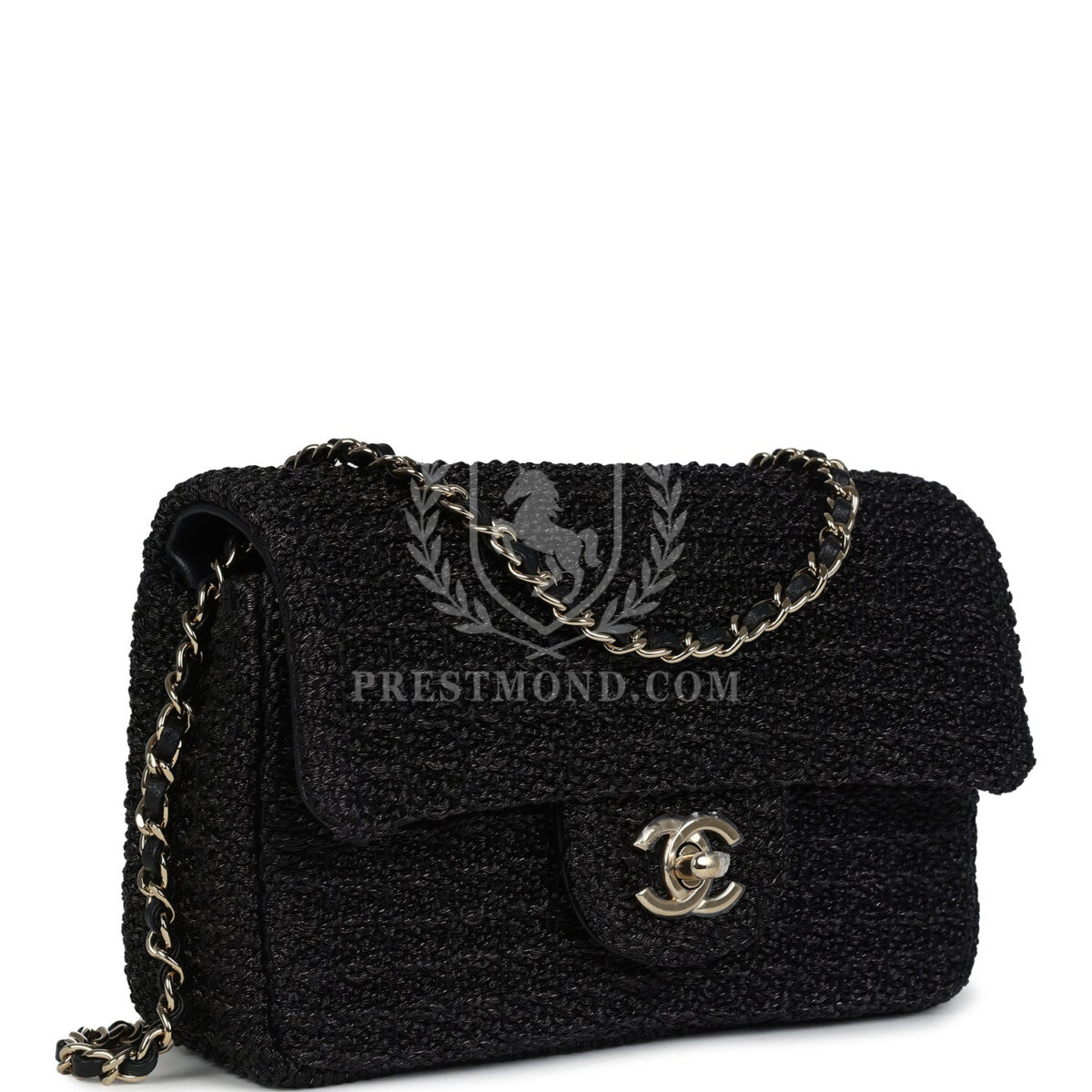 Chanel Mini Summer Nights Flap Bag Black Woven Patent Leather Light Gold Hardware — изображение 2