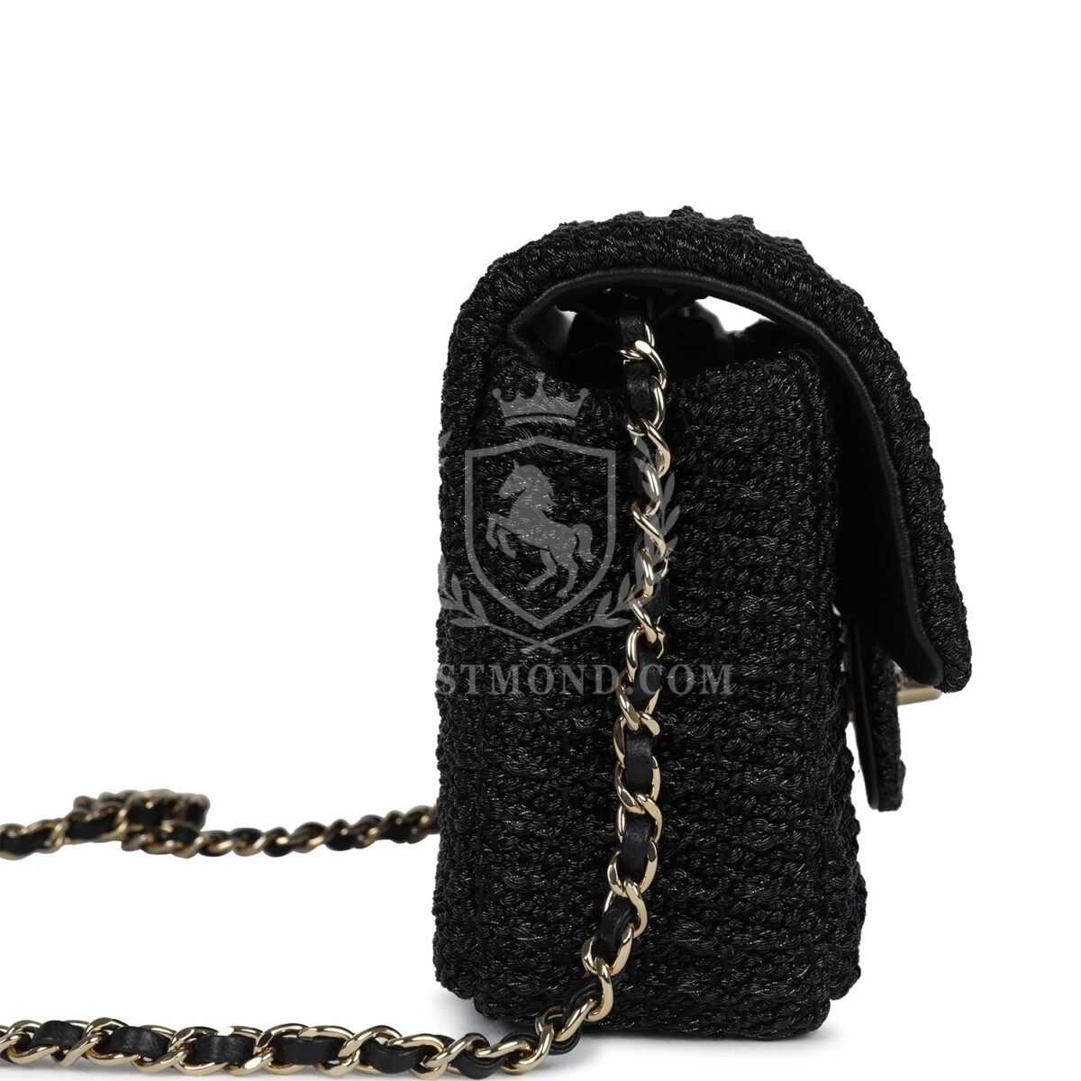 Chanel Mini Summer Nights Flap Bag Black Woven Patent Leather Light Gold Hardware — изображение 3