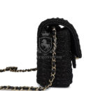 Chanel Mini Summer Nights Flap Bag Black Woven Patent Leather Light Gold Hardware