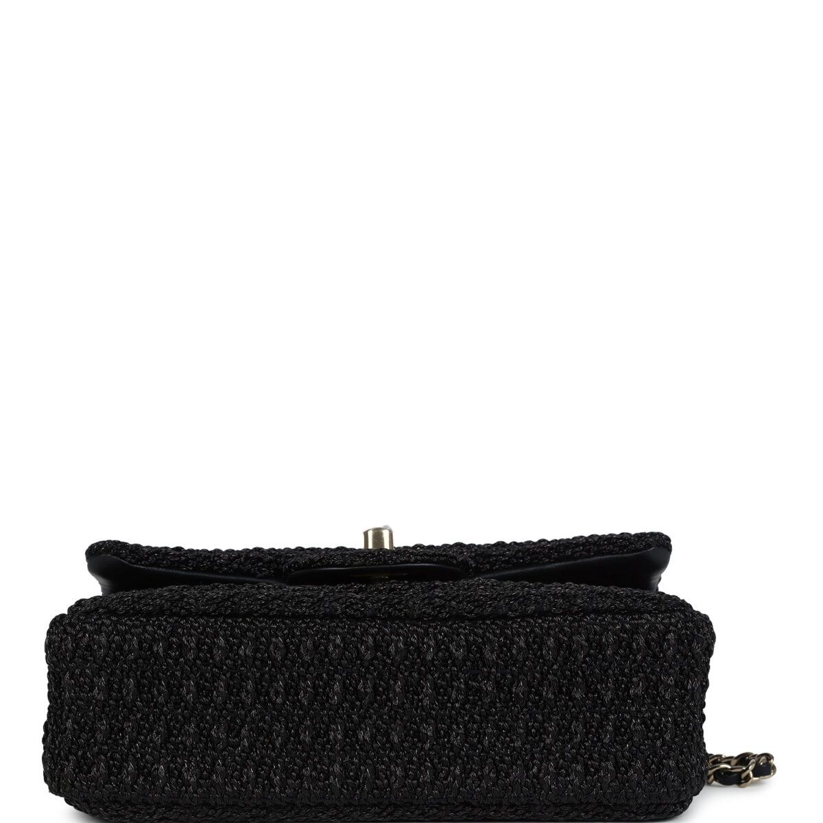Chanel Mini Summer Nights Flap Bag Black Woven Patent Leather Light Gold Hardware — изображение 6