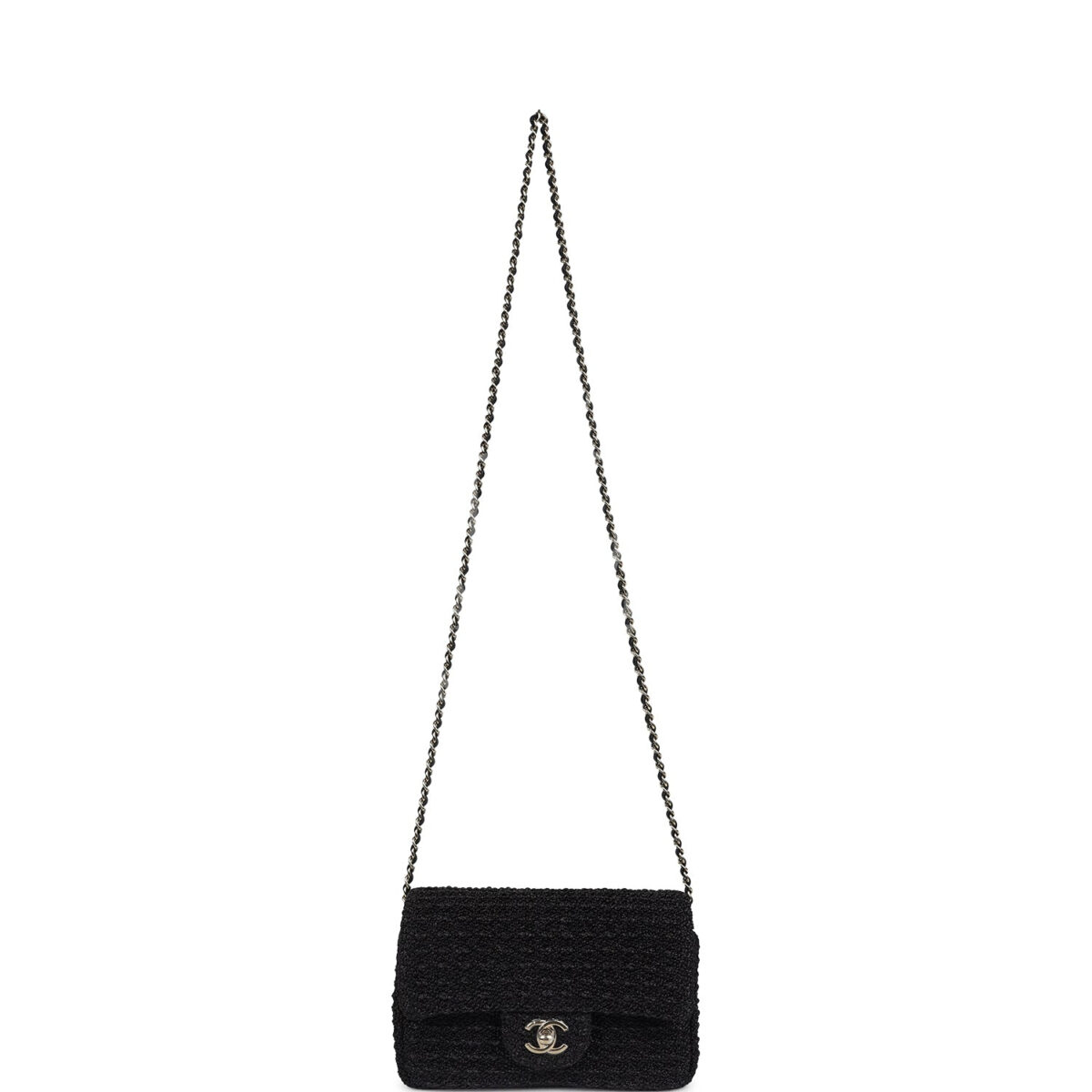 Chanel Mini Summer Nights Flap Bag Black Woven Patent Leather Light Gold Hardware — изображение 7