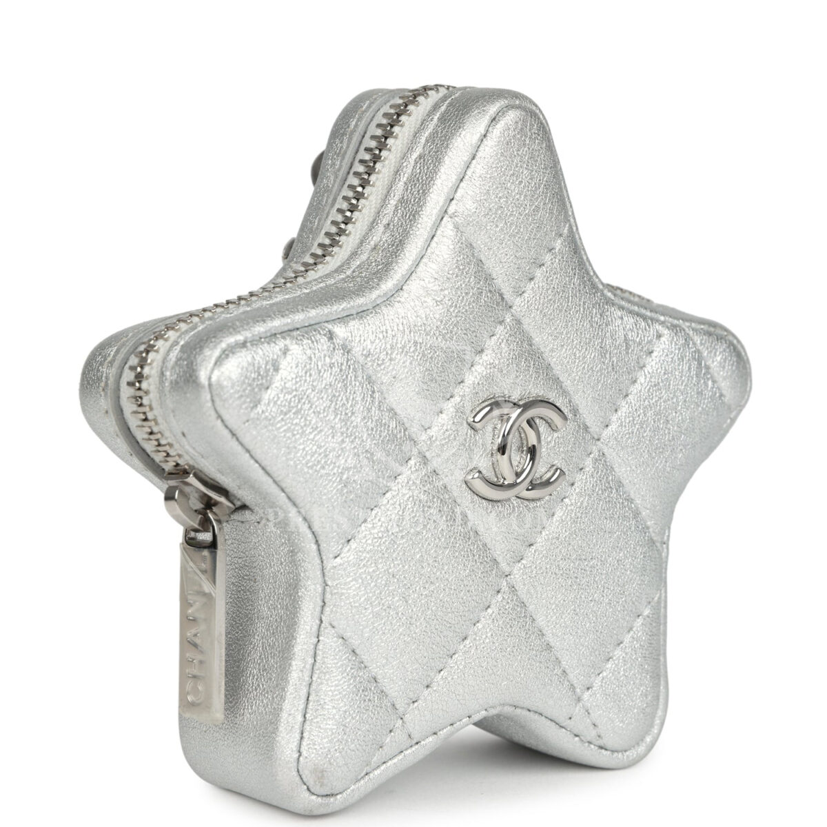 Chanel Walk Of Fame Star Clip-On Coin Purse Metallic Silver Goatskin Silver Hardware — изображение 2