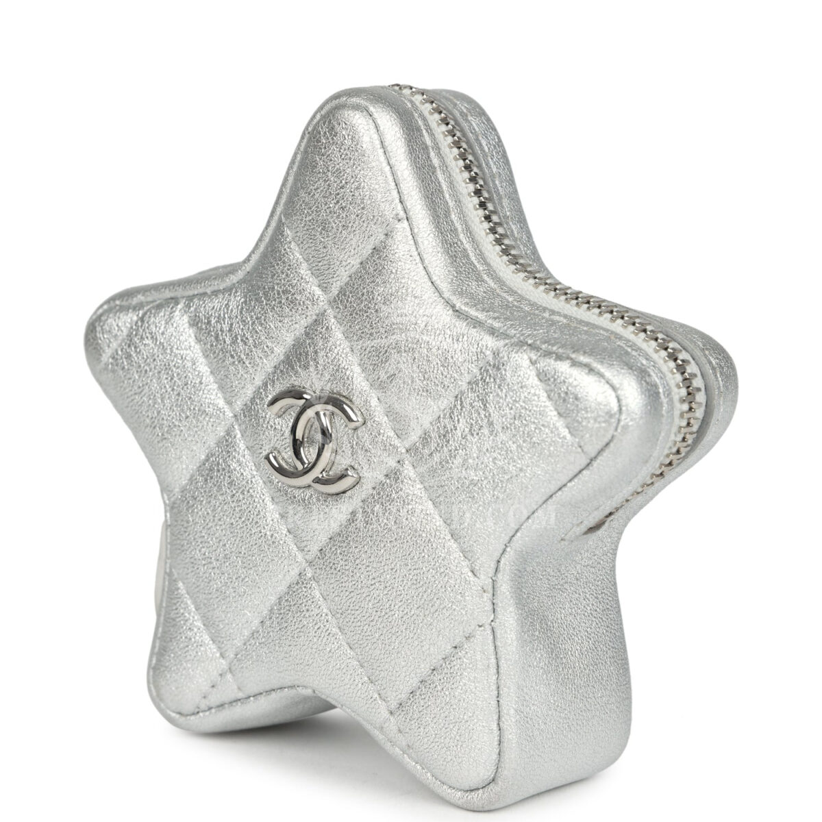 Chanel Walk Of Fame Star Clip-On Coin Purse Metallic Silver Goatskin Silver Hardware — изображение 5