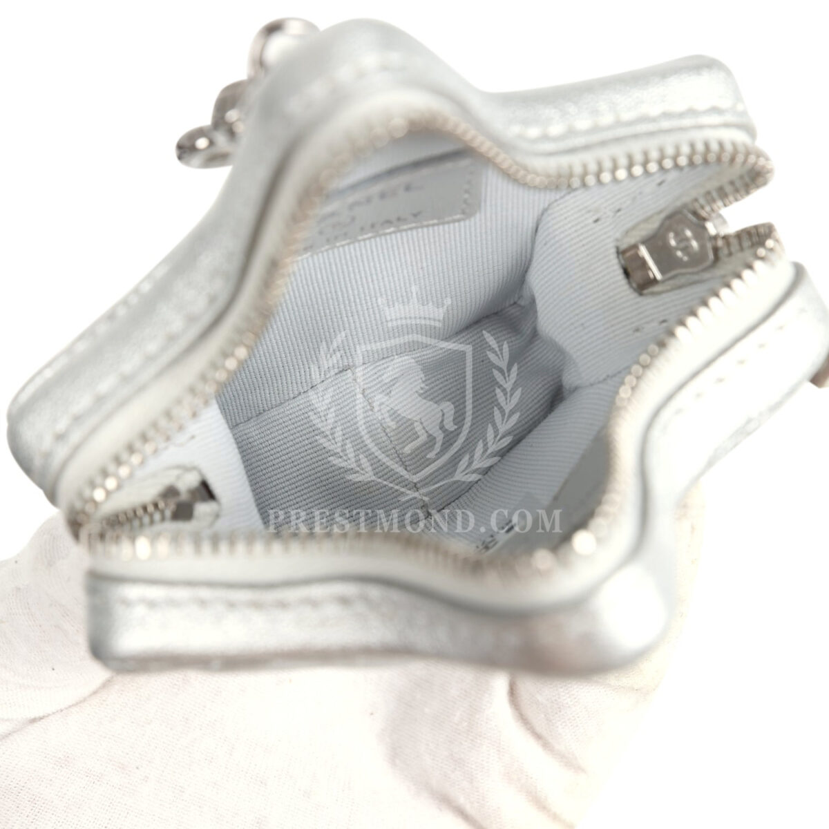 Chanel Walk Of Fame Star Clip-On Coin Purse Metallic Silver Goatskin Silver Hardware — изображение 8