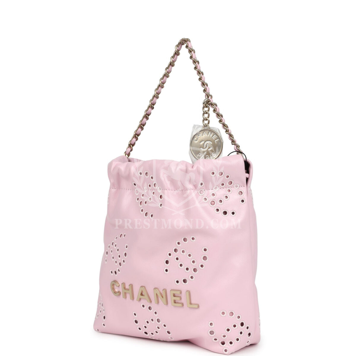 Chanel Mini 22 Bag Pink Shiny Calfskin Brushed Gold Hardware — изображение 5