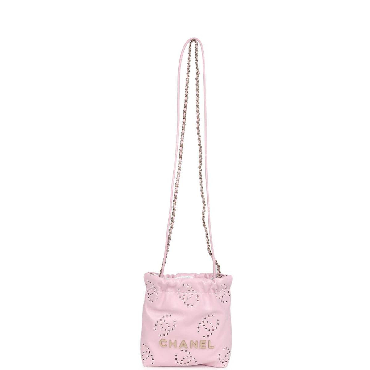 Chanel Mini 22 Bag Pink Shiny Calfskin Brushed Gold Hardware — изображение 7