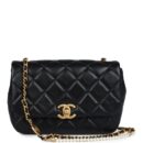 Chanel Mini Pearly Chain Flap Bag Black Lambskin Brushed Gold Hardware