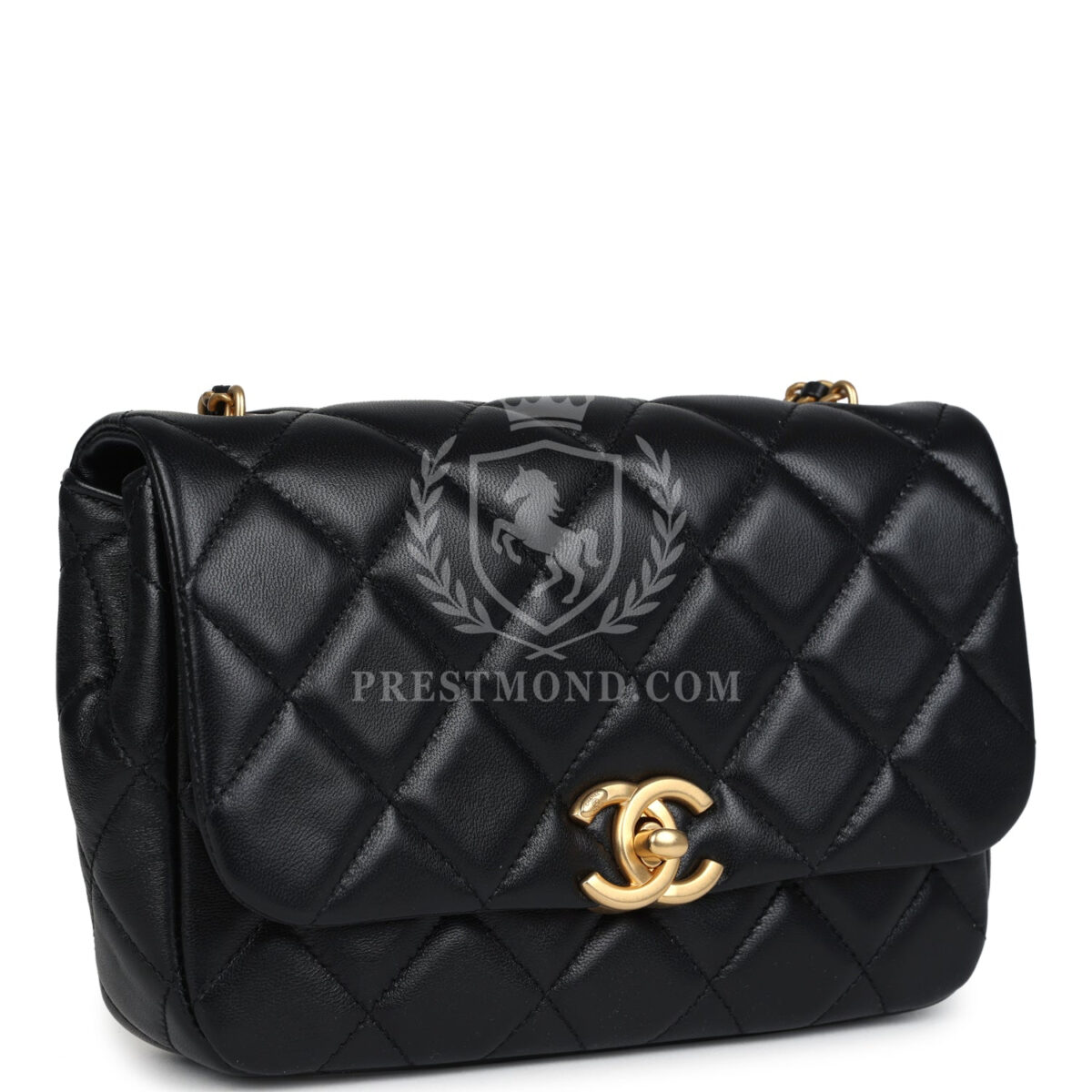 Chanel Mini Pearly Chain Flap Bag Black Lambskin Brushed Gold Hardware — изображение 2