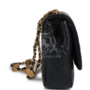 Chanel Mini Pearly Chain Flap Bag Black Lambskin Brushed Gold Hardware