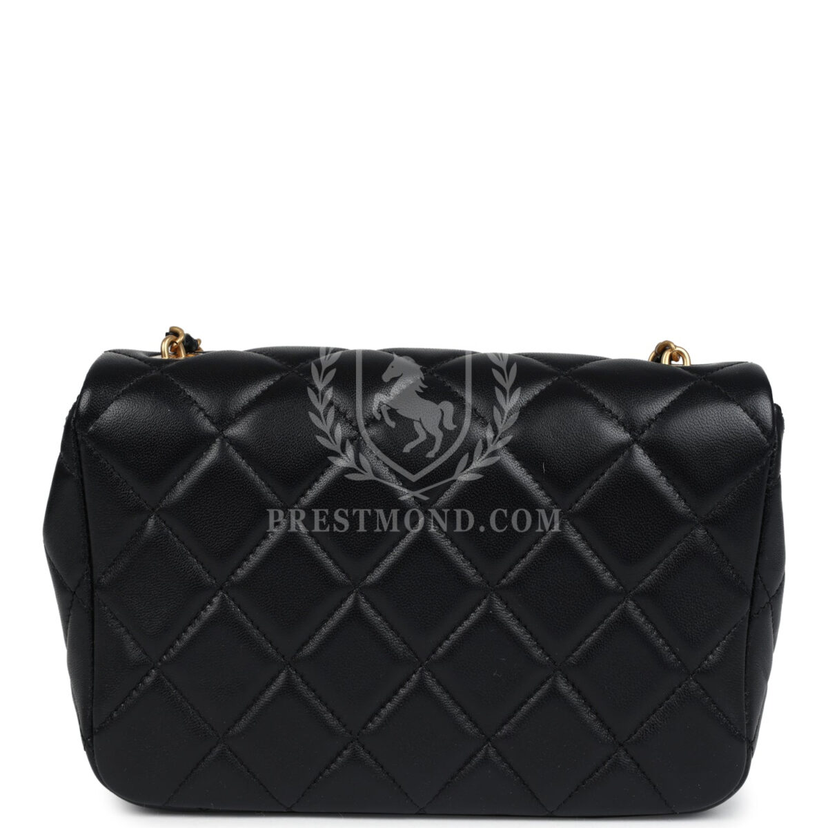 Chanel Mini Pearly Chain Flap Bag Black Lambskin Brushed Gold Hardware — изображение 4