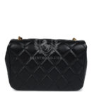 Chanel Mini Pearly Chain Flap Bag Black Lambskin Brushed Gold Hardware