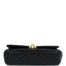 Chanel Mini Pearly Chain Flap Bag Black Lambskin Brushed Gold Hardware
