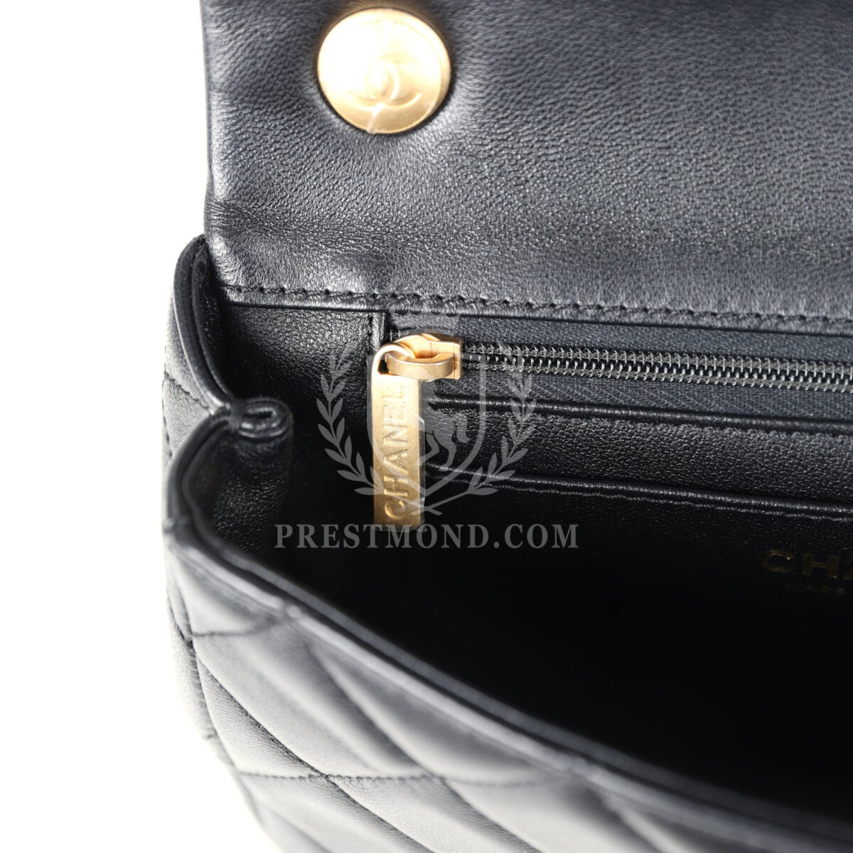 Chanel Mini Pearly Chain Flap Bag Black Lambskin Brushed Gold Hardware — изображение 12