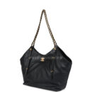 Chanel Small Coco Shopping Bag Black Calfskin Antique Gold Hardware